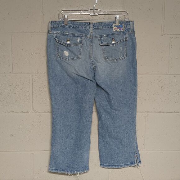Y2K 90's MUDD Distressed Denim Capris Cropped Jeans Juniors Size 13, Skatergirl - Picture 2 of 5